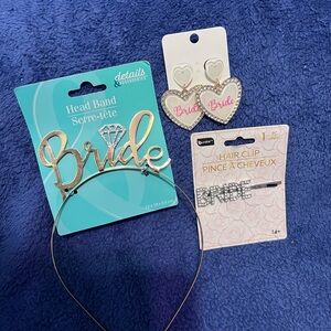 Bride Headband and Hair Clip Set with Earrings